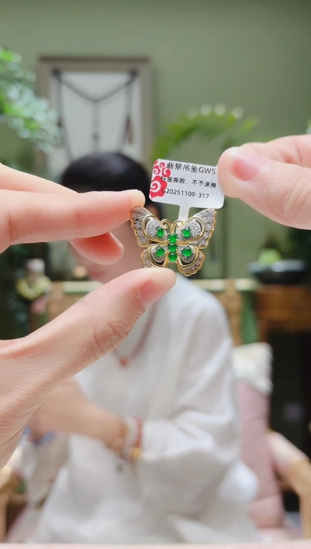 翡翠银S925镶嵌胸饰翡翠胸针GWS1109-317多样性发货