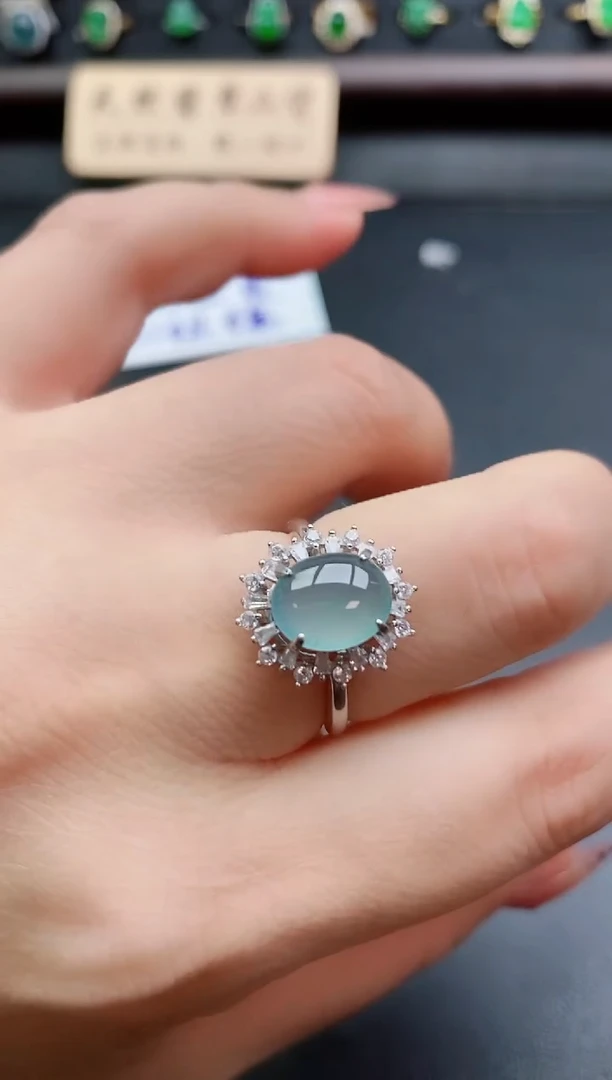 银S925镶嵌戒指翡翠1