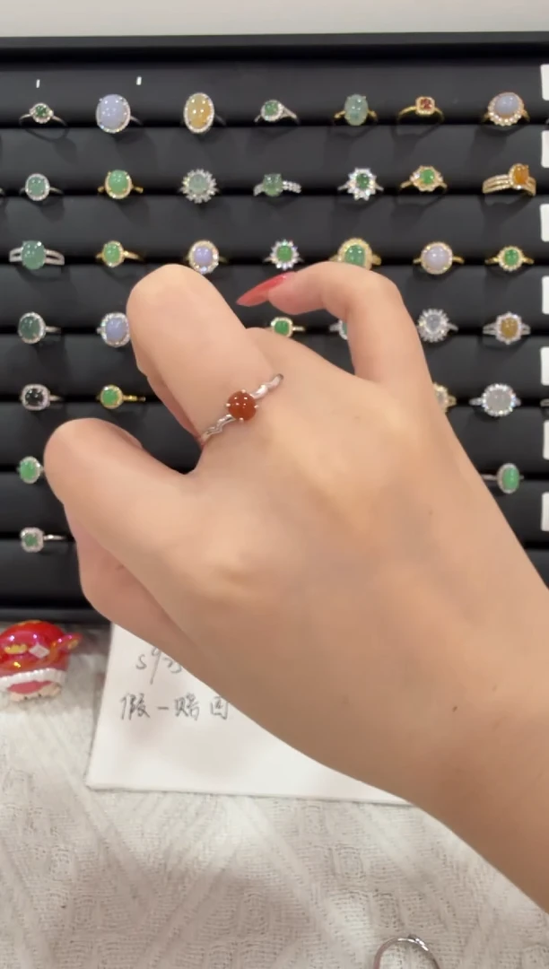 银S925镶嵌戒指翡翠080