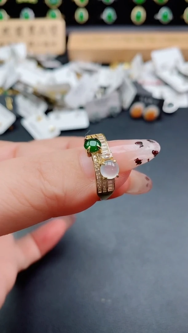 银S925镶嵌戒指翡翠1