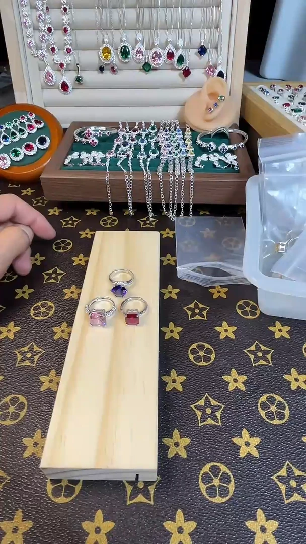 合金合成钻石三枚戒指