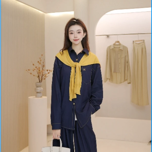 Basic House/百家好春季设计师通勤休闲宽松时尚百搭套装A25CT636