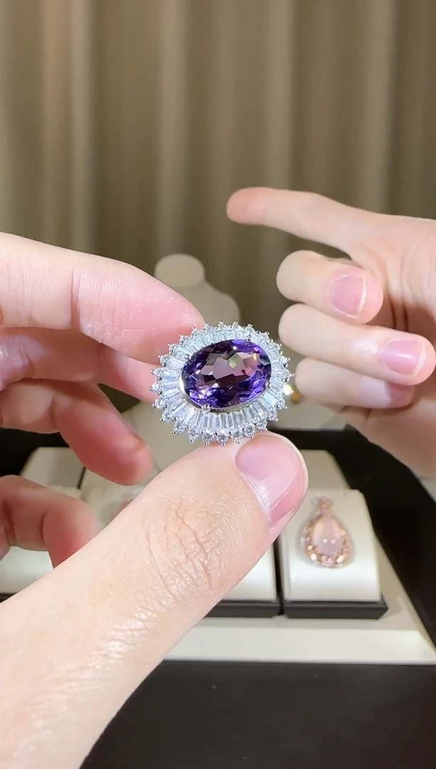 【闪购商品】紫晶戒指银S925镶嵌10*14mm