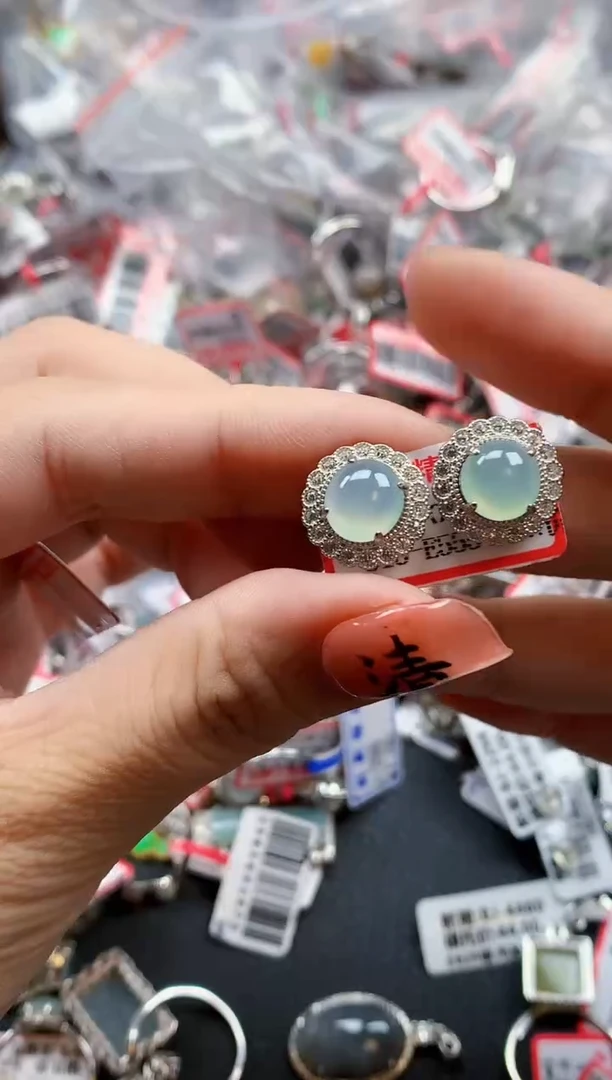 银S925镶嵌戒指翡翠天然A货缅甸翡翠