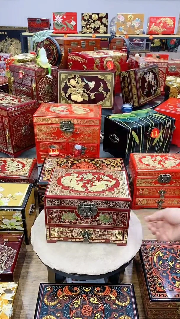 【闪购商品】21酒红三层铜丝贝壳镶嵌龙凤呈祥升级款