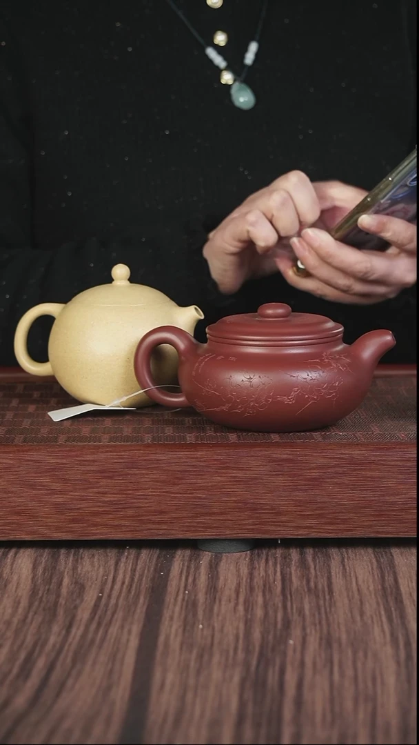 【闪购商品】紫砂茶壶潘俊仿古刻绘+本绿西施