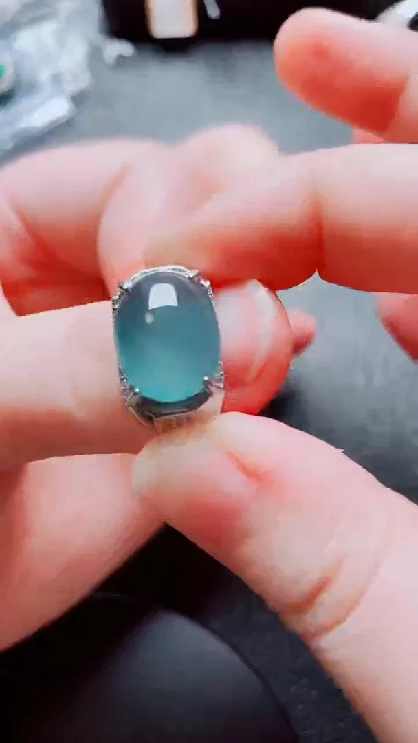 银S925镶嵌戒指翡翠1