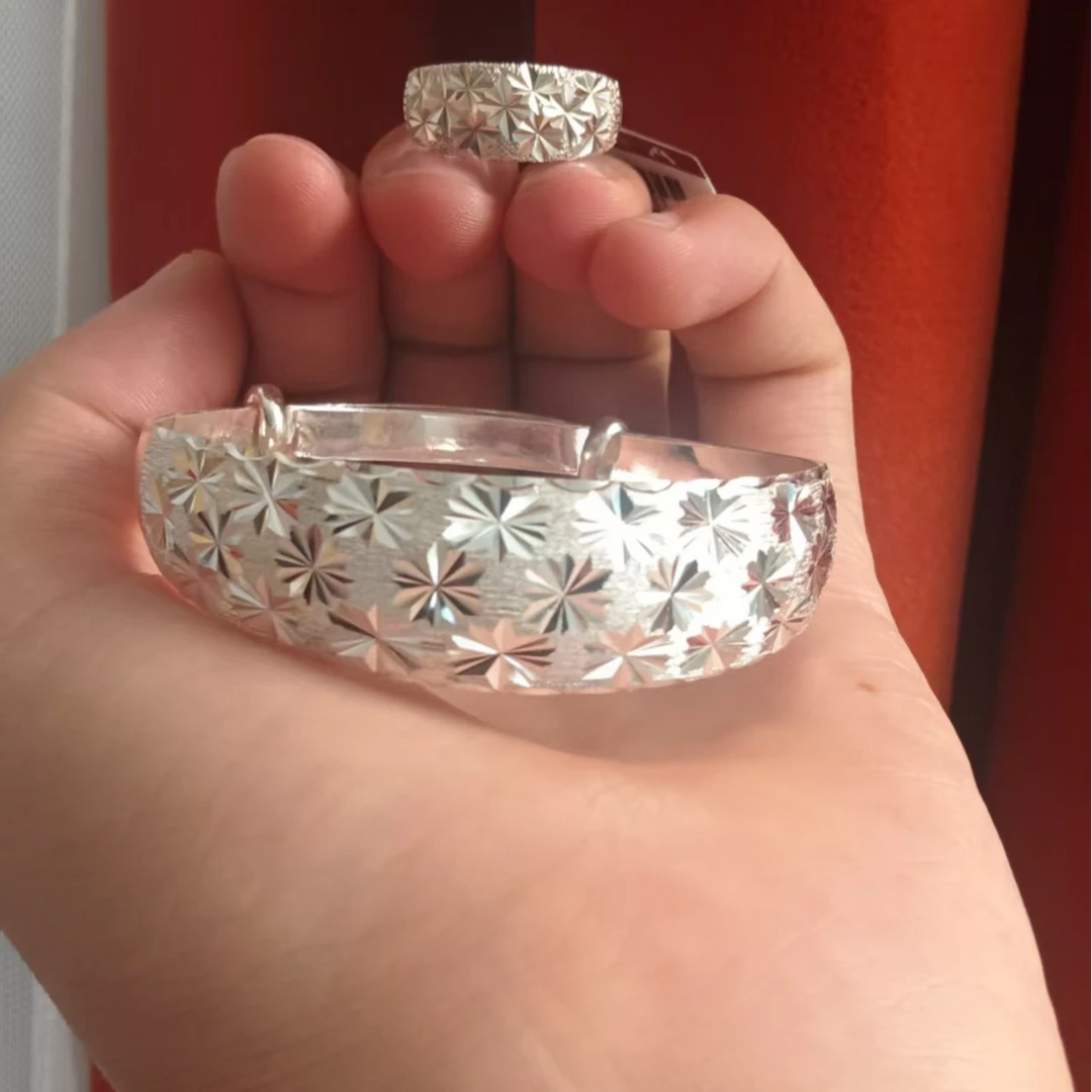 足银手镯 爱敏纯银首饰手镯