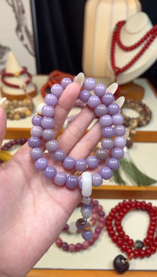 手串白玉菩提紫玉菩提双圈小花手串