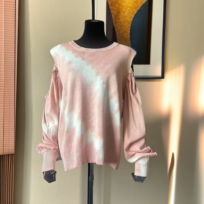 【旺角名品购A0055】百搭宽松渐变圆领套头拼色漏肩大码T恤