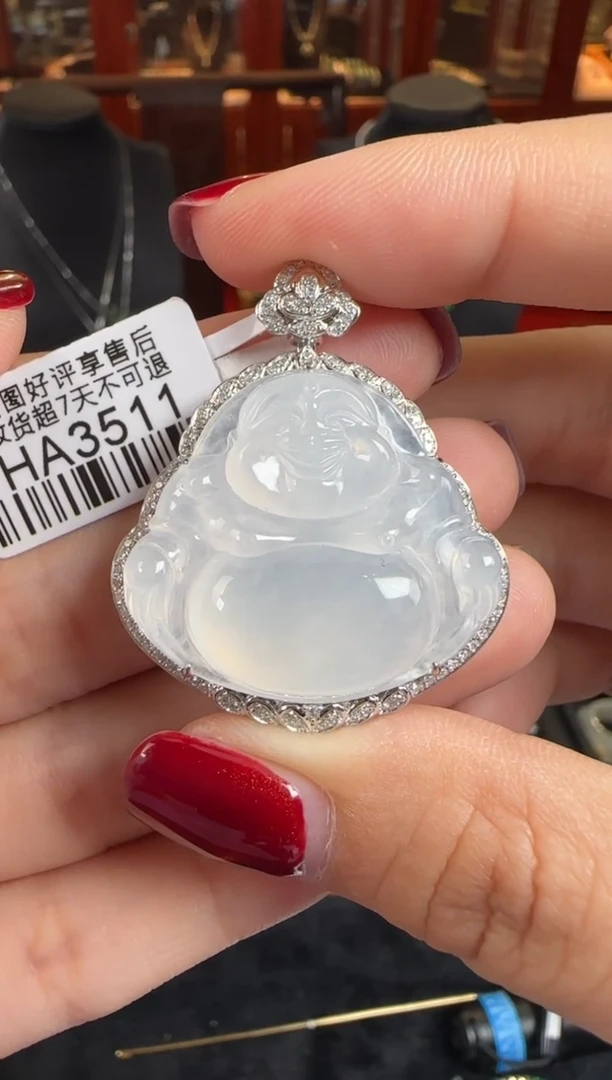 颈饰18K金镶嵌翡翠HA3511冰佛公