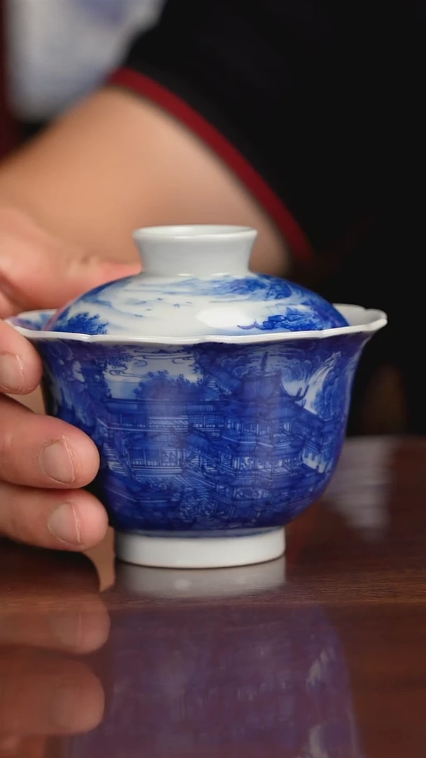 自成堂柴窑青花大明宫图