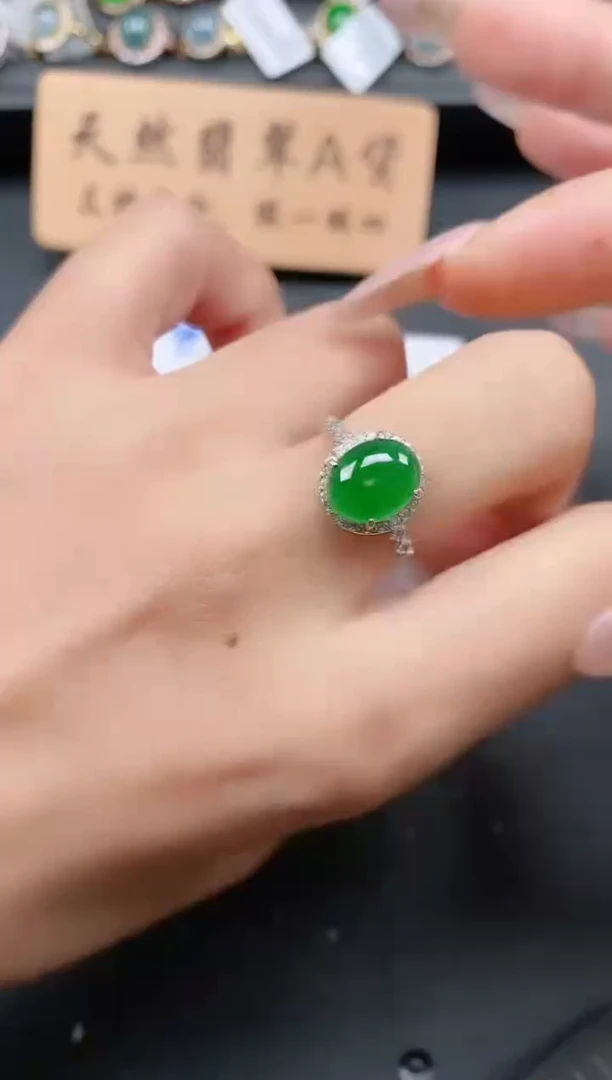 银S925镶嵌戒指翡翠11111111