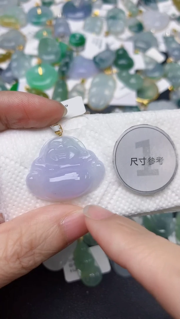 颈饰18K金镶嵌翡翠天然缅甸A货翡翠
