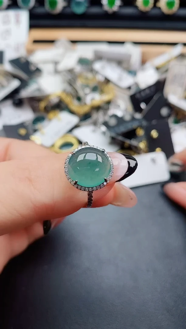翡翠戒指银S925镶嵌508050
