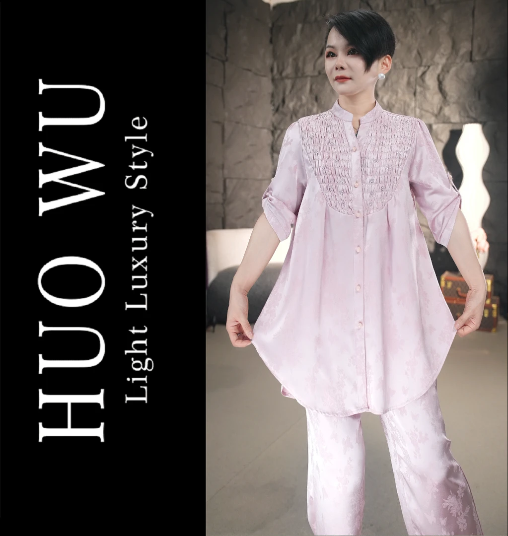 气质简约风法式御姐风淑女时尚套装女装宽松复古国风黑色