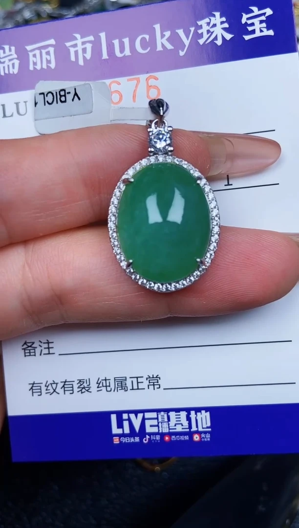 翡翠银S925镶嵌颈饰9676