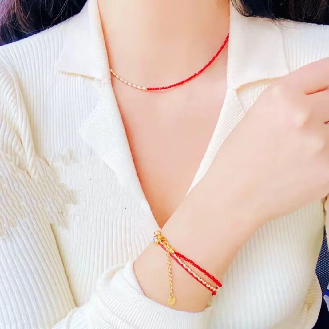 铜合金项链 《货号7808》单层拼接红色项链