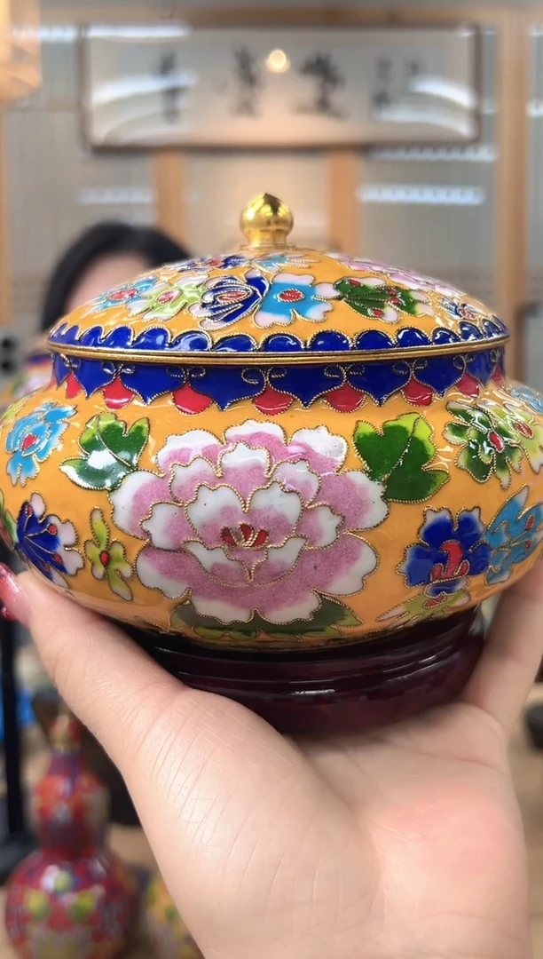 【闪购商品】景泰蓝花丝喜子罐6寸XZG002黄色