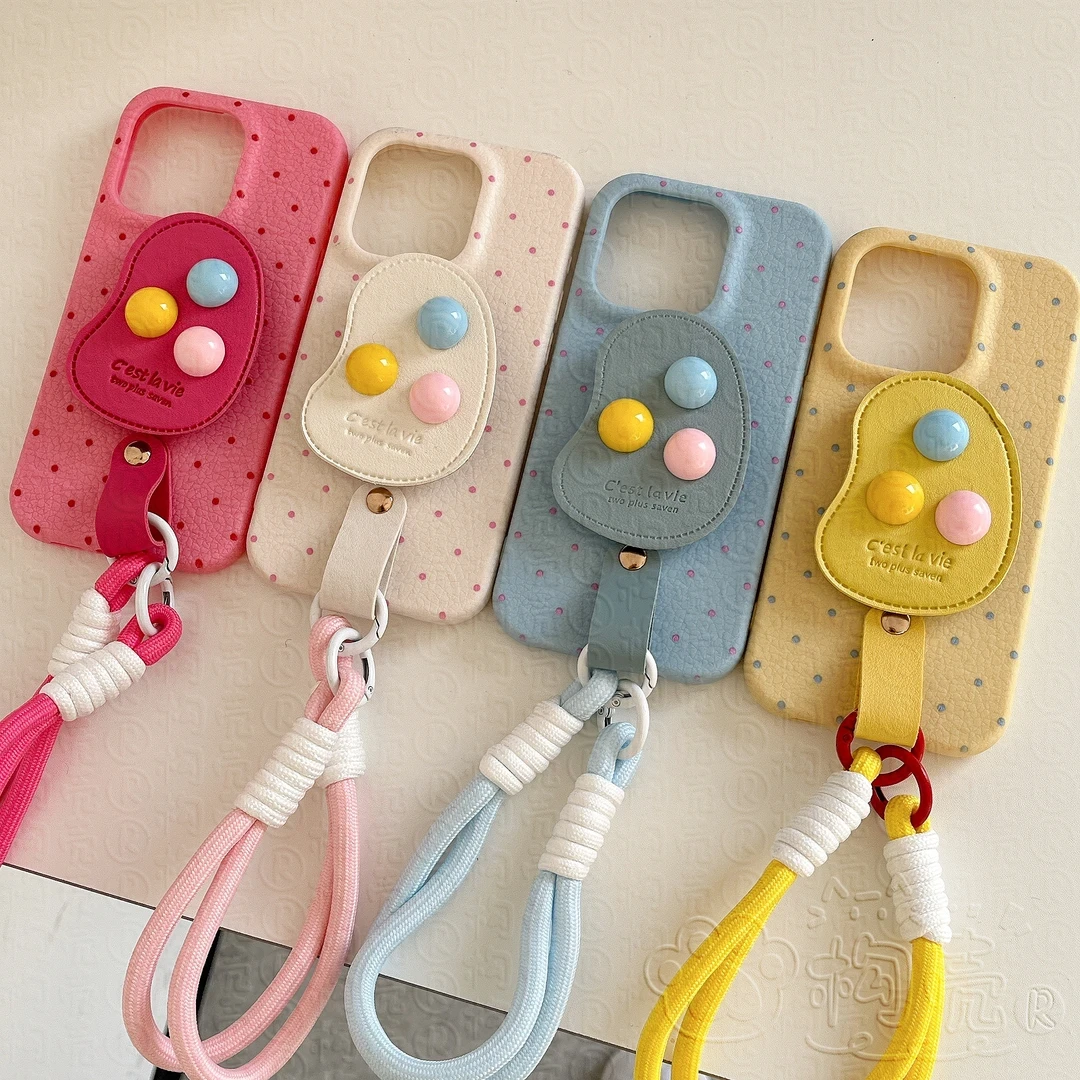 夕与空皮革土豆支架手绳适用适用苹果16/15手机壳13华为p70苹果14