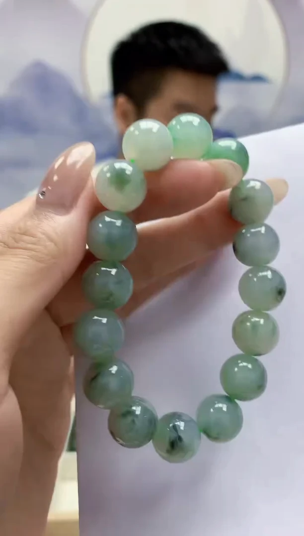 定制翡翠未镶嵌5028MM-毛货手串331