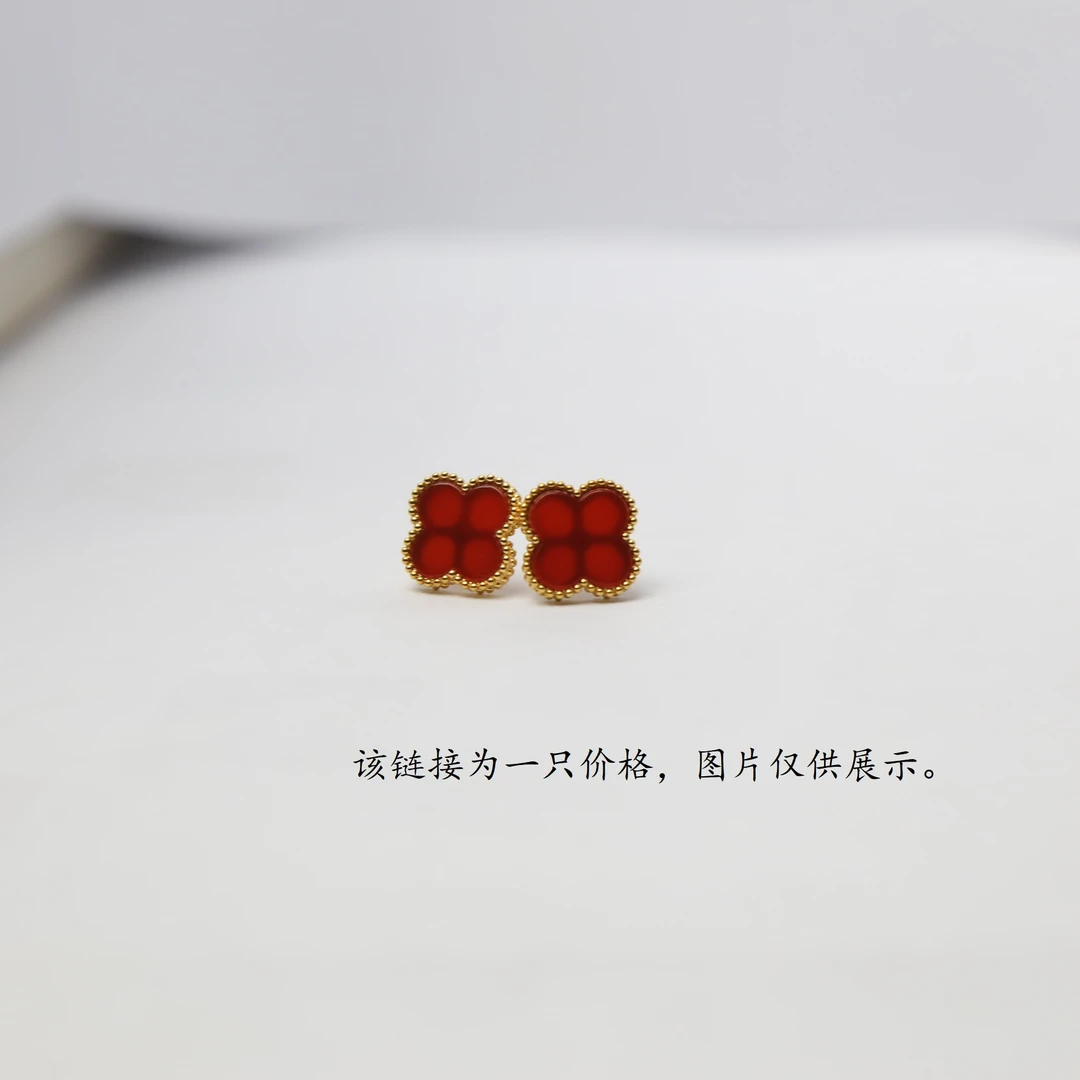 【质检发货】源头工厂-18k红玛瑙耳钉（单只）C