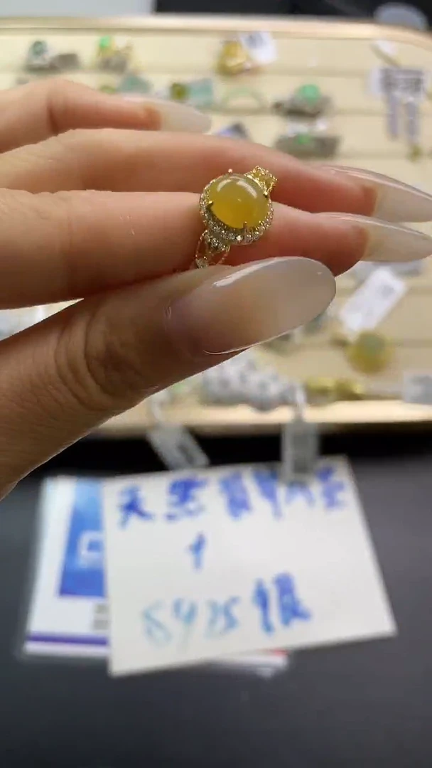 银S925镶嵌戒指翡翠翡翠 蛋面 银S925镶嵌