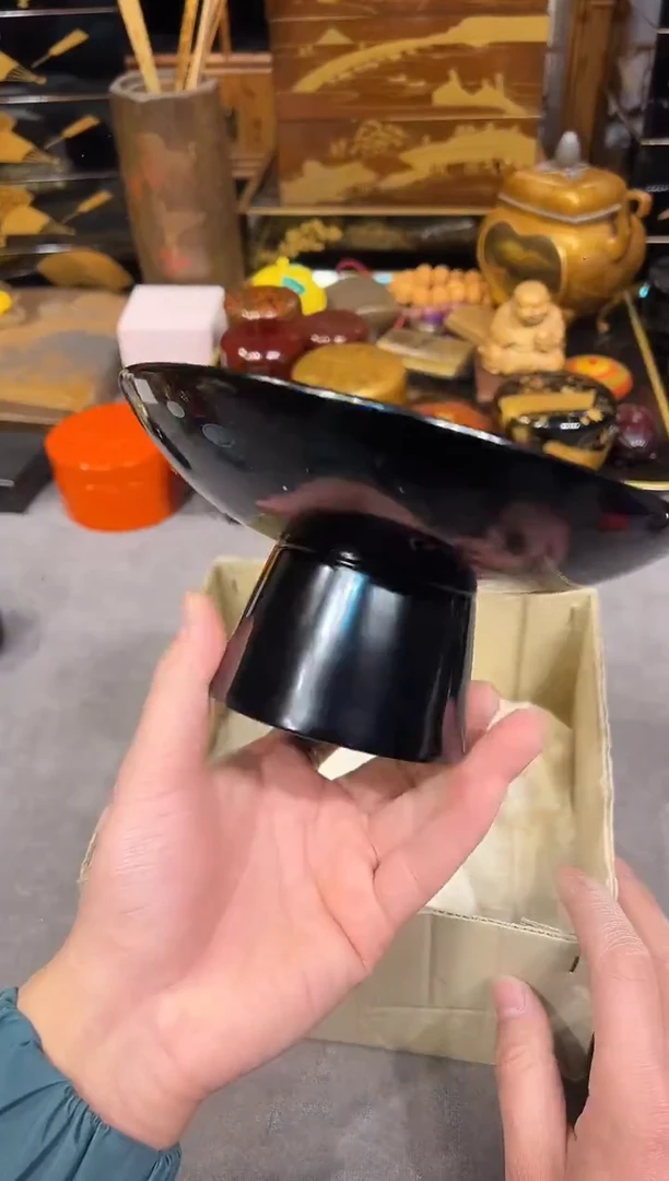 高足果子钵大漆漆器大漆漆器