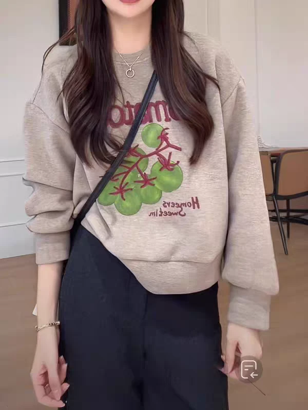 Nalian/拿恋豆子优选-欧韩新款时尚百搭印花宽松套头卫衣 DZ99031