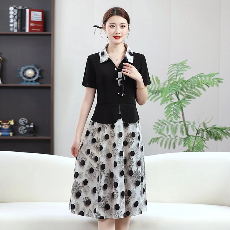 气质女装遮肚连衣裙中长裙宽松型高贵