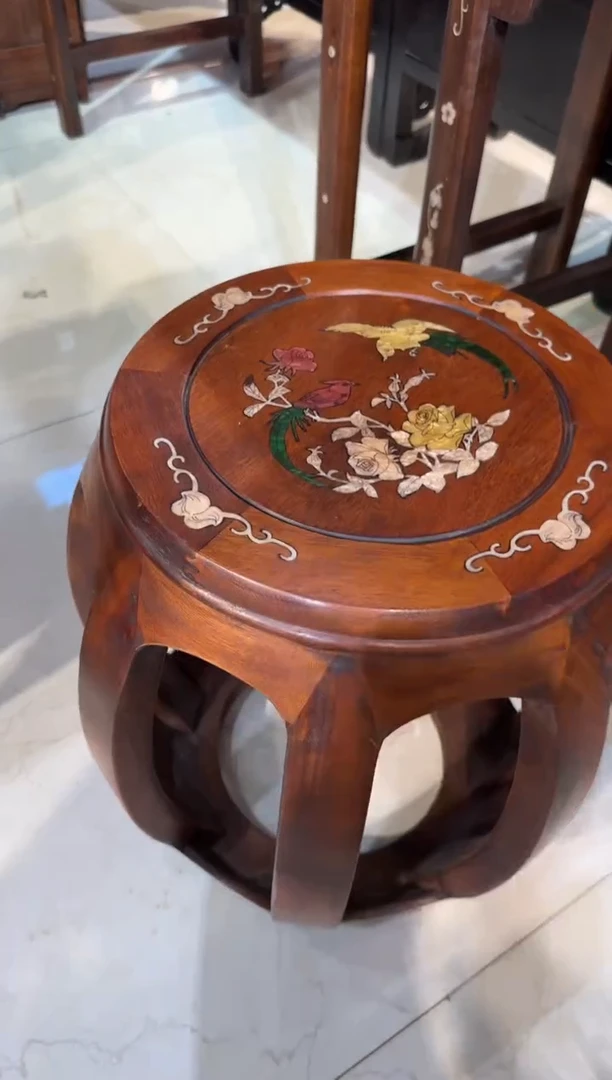 木木头款花梨长尾鸟鼓凳598