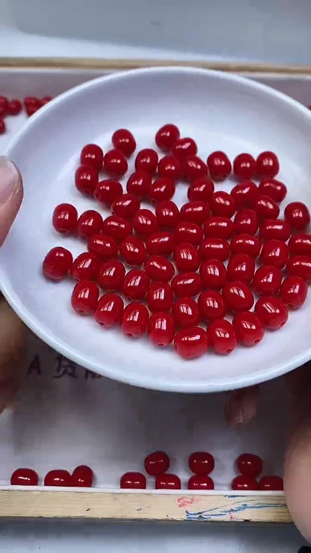 未镶嵌散珠南红玛瑙M957 锦红南红9*8mm20个9.8元