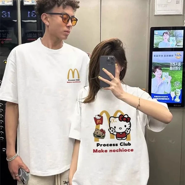 情侣装2025新款一男一女情侣短袖潮牌高级感夏季纯棉宽松休闲T恤