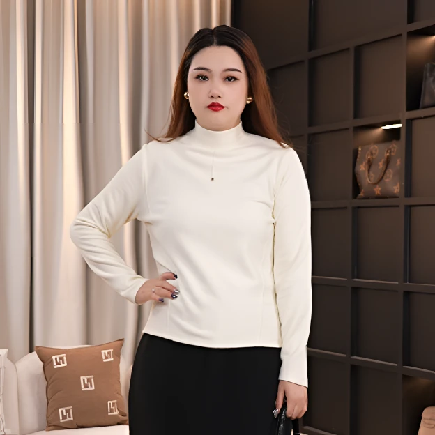 伊自尚胖mm2025冬季新品大码女装休闲纯色圆领长袖上衣14173