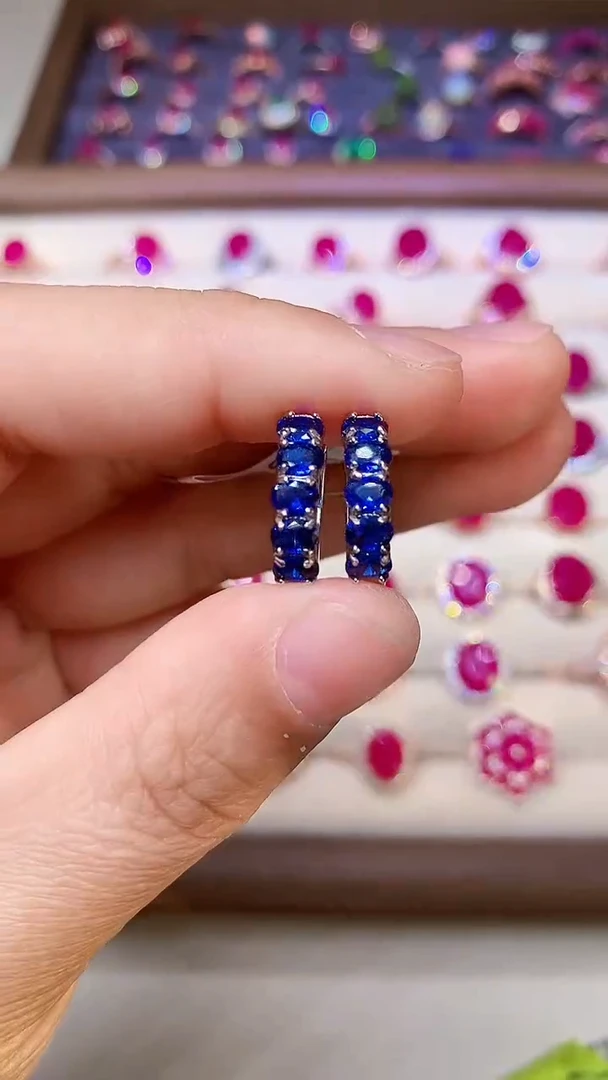 【闪购商品】蓝宝石耳饰银S925镶嵌000