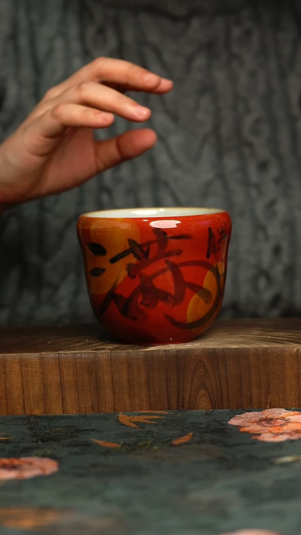 杯釉下彩手工手绘同款陶器