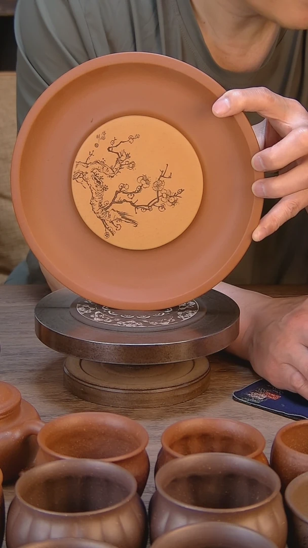 紫砂茶盘梅花壶承