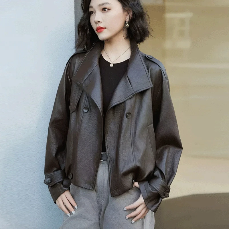 哥弟阿玛施正品皮衣港风短款皮夹克新款秋冬女款短款2025皮衣外套