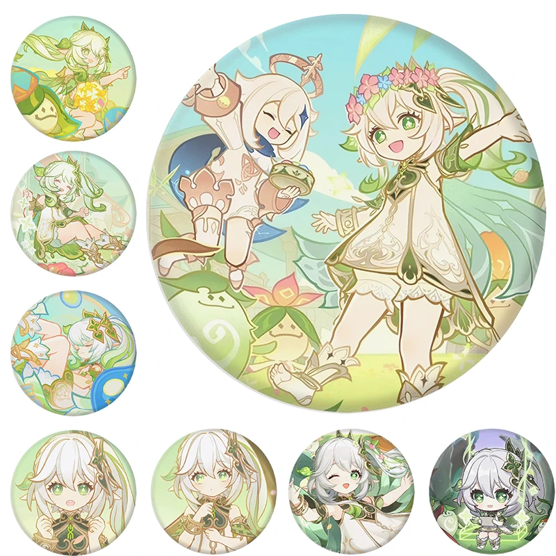 原神小草神生日系列吧唧 马口铁徽章 镜子钥匙扣 纳西妲 痛包配饰