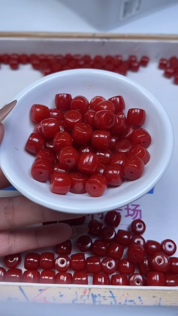 未镶嵌散珠南红玛瑙E551 南红直切桶珠10*10mm10颗8.8元