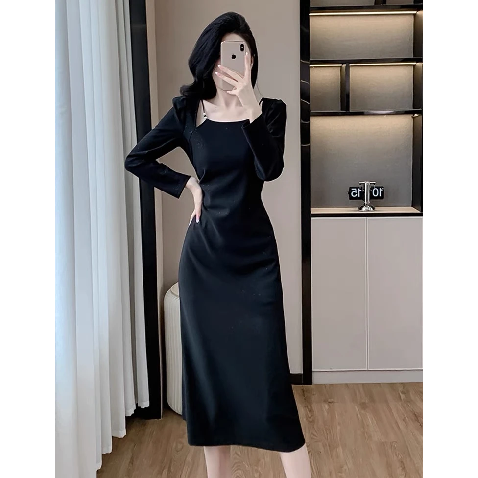 【梅梅家】法式方领名媛气质连衣裙