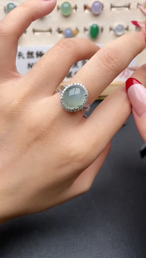 【闪购商品】翡翠戒指银S925镶嵌一物一证一礼盒