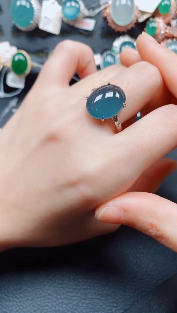 银S925镶嵌戒指翡翠翡翠