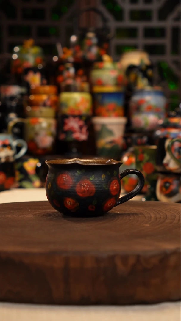 油画   手绘釉下彩杯子