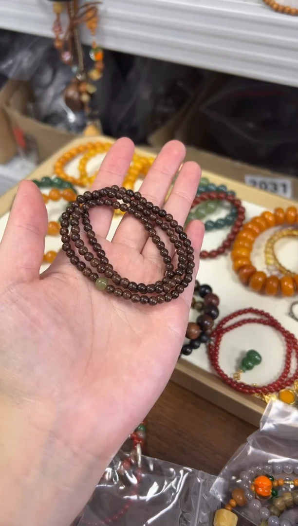 未镶嵌苏木（金丝檀）手串金丝檀木和田玉款多圈[0969]