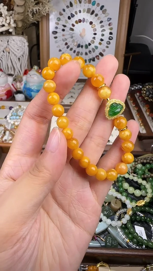 天然辰砂蜜蜡手链