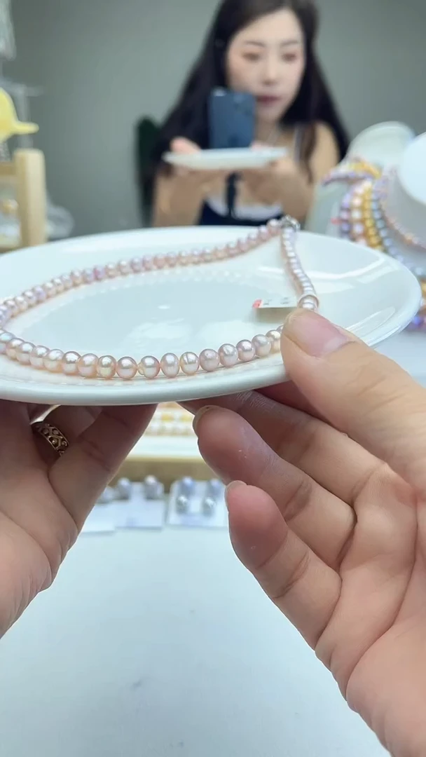 未镶嵌项链淡水珍珠粉紫色项链