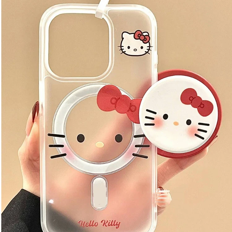 韩系雾面kitty表情磁吸支架适用苹果16pro手机壳15promax少女14新