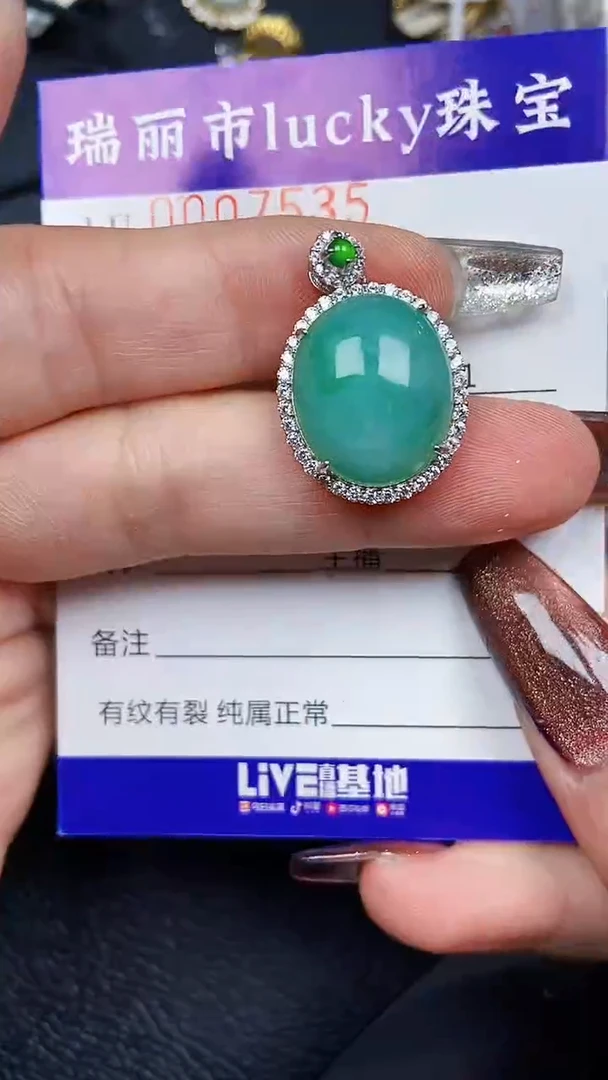 颈饰银S925镶嵌翡翠7535