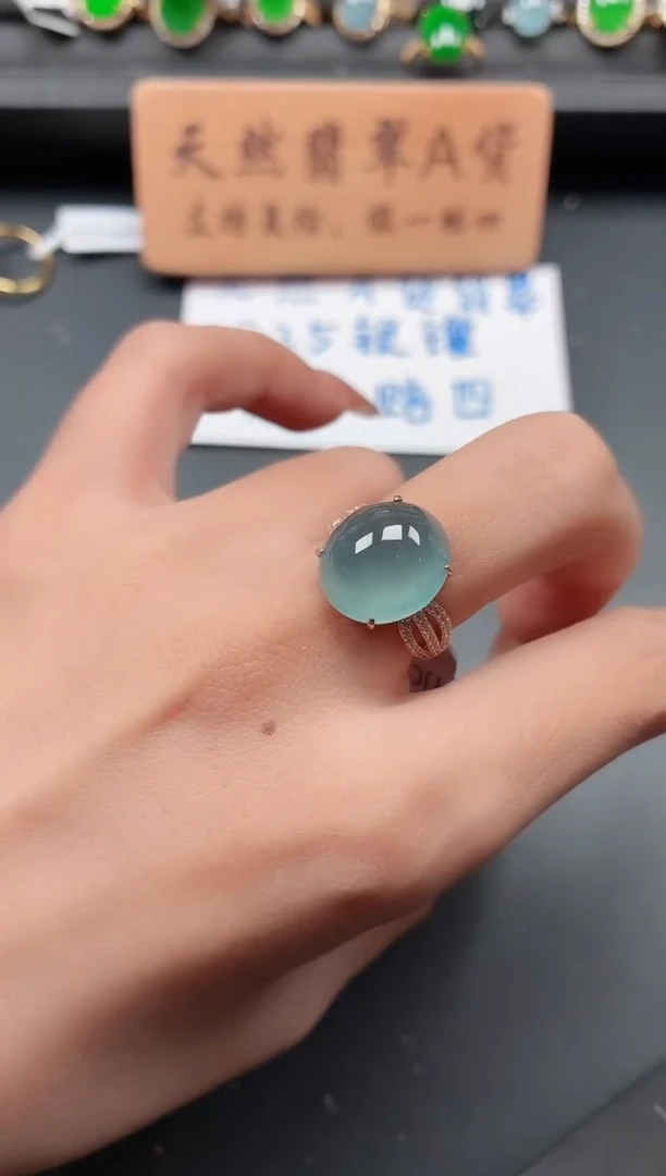 银S925镶嵌戒指翡翠1